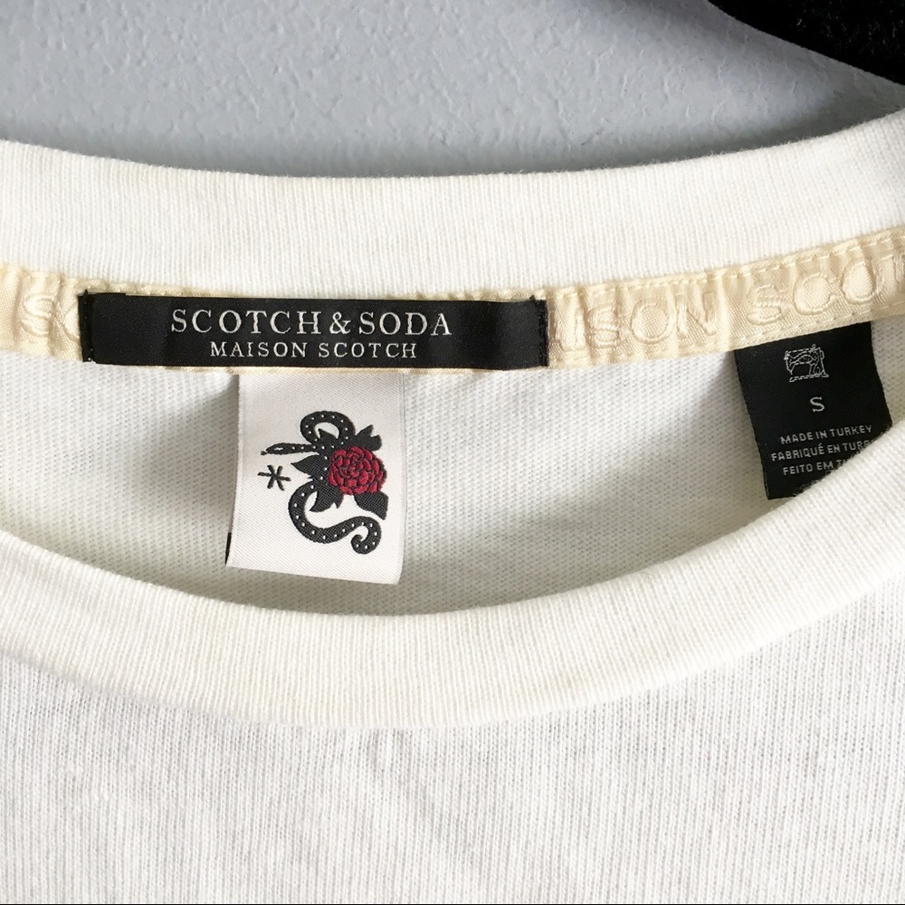 Scotch & Soda ruffle short sleeve knit shirt cream off-white - Picture 4 of 6